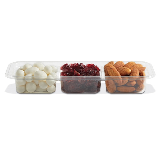 Clear 26 oz. Three-Compartment Large Snack Box (15.5-6-4.5 oz
