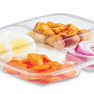 Tamper Tek 64 oz Rectangle Clear Plastic Container - with Hinged