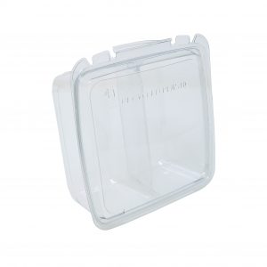 Tamper Tek 64 oz Rectangle Clear Plastic Container - with Hinged Lid,  Tamper-Evident - 8 1/4 x 7 1/2 x 3 1/4 - 100 count box